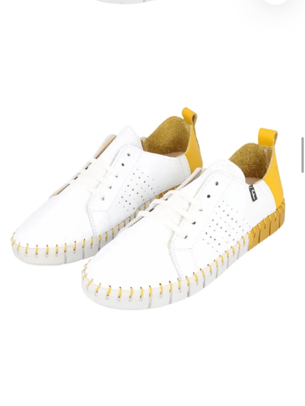 FABIOLAS FASHION SNEAKERS Sadie Sneaker in White and Yellow. Women’s  Size EU41
